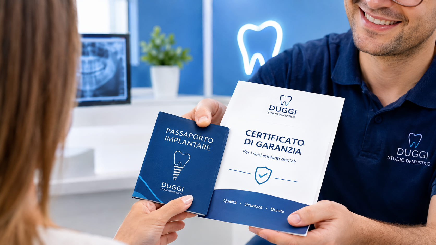 Il passaporto implantare consegnato al paziente insieme al certificato di garanzia.